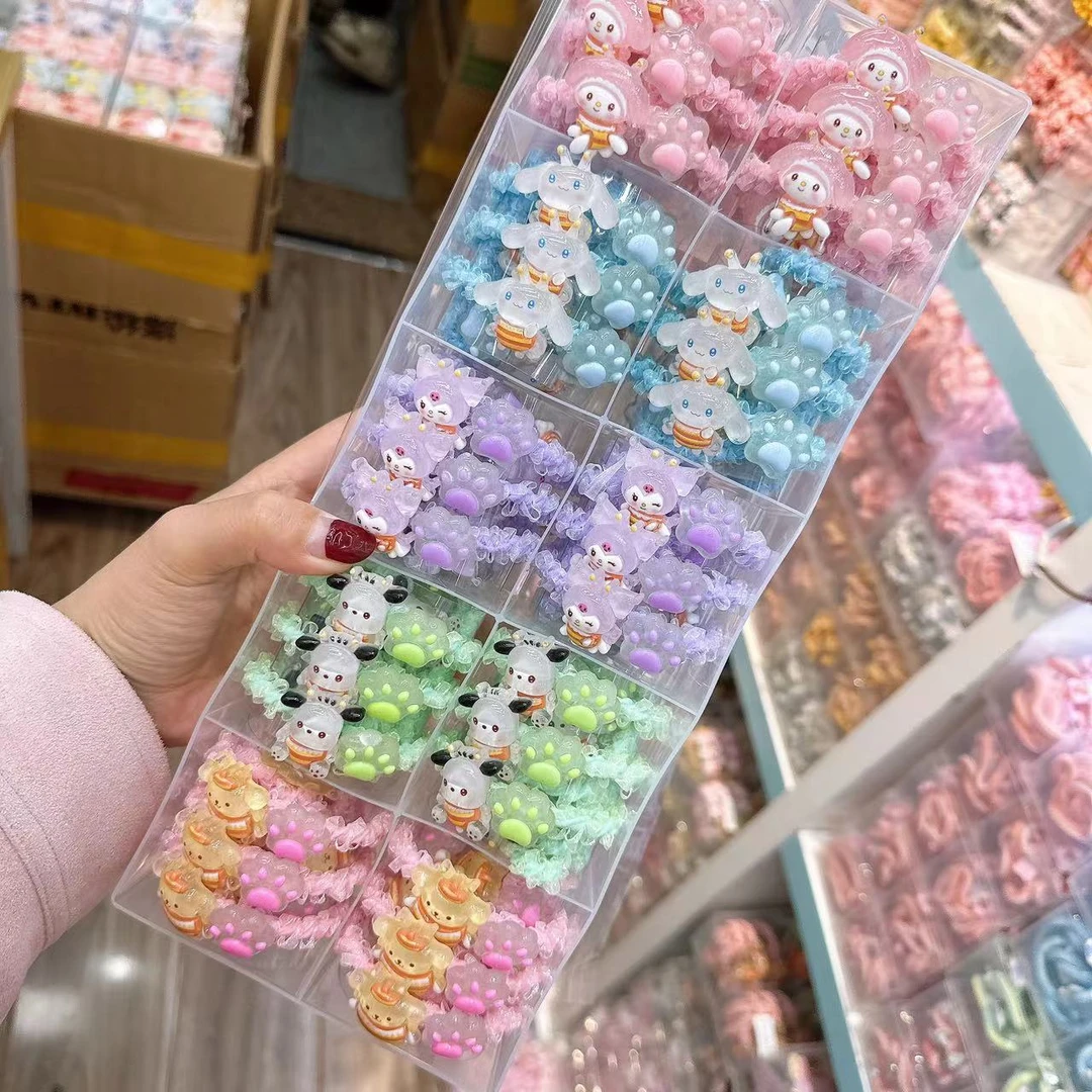 A-0347 d 混色发5个卡通玩偶爪爪夜光发绳 发圈