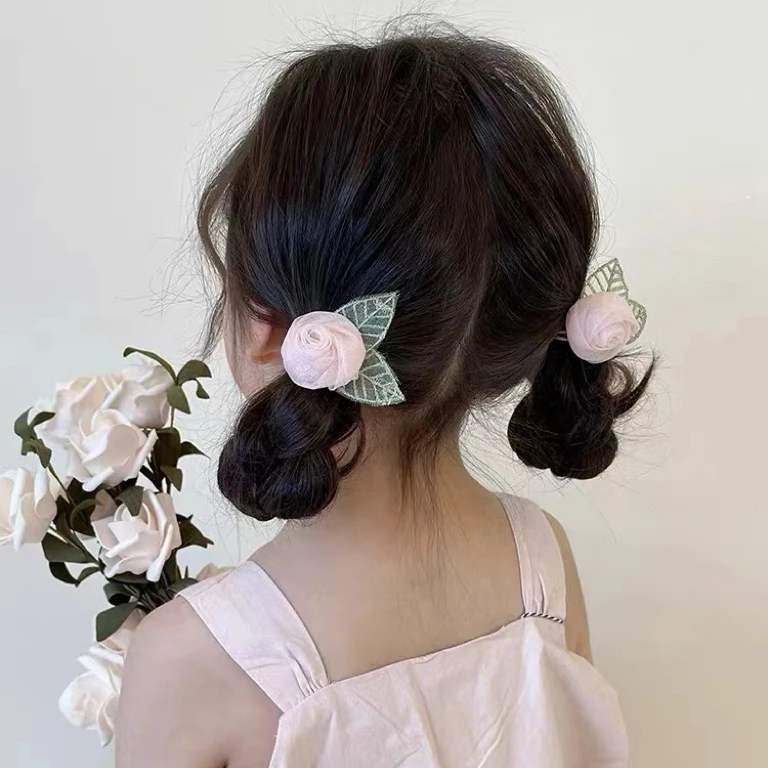 A-0185  hl 1对粉色花朵发绳        发圈