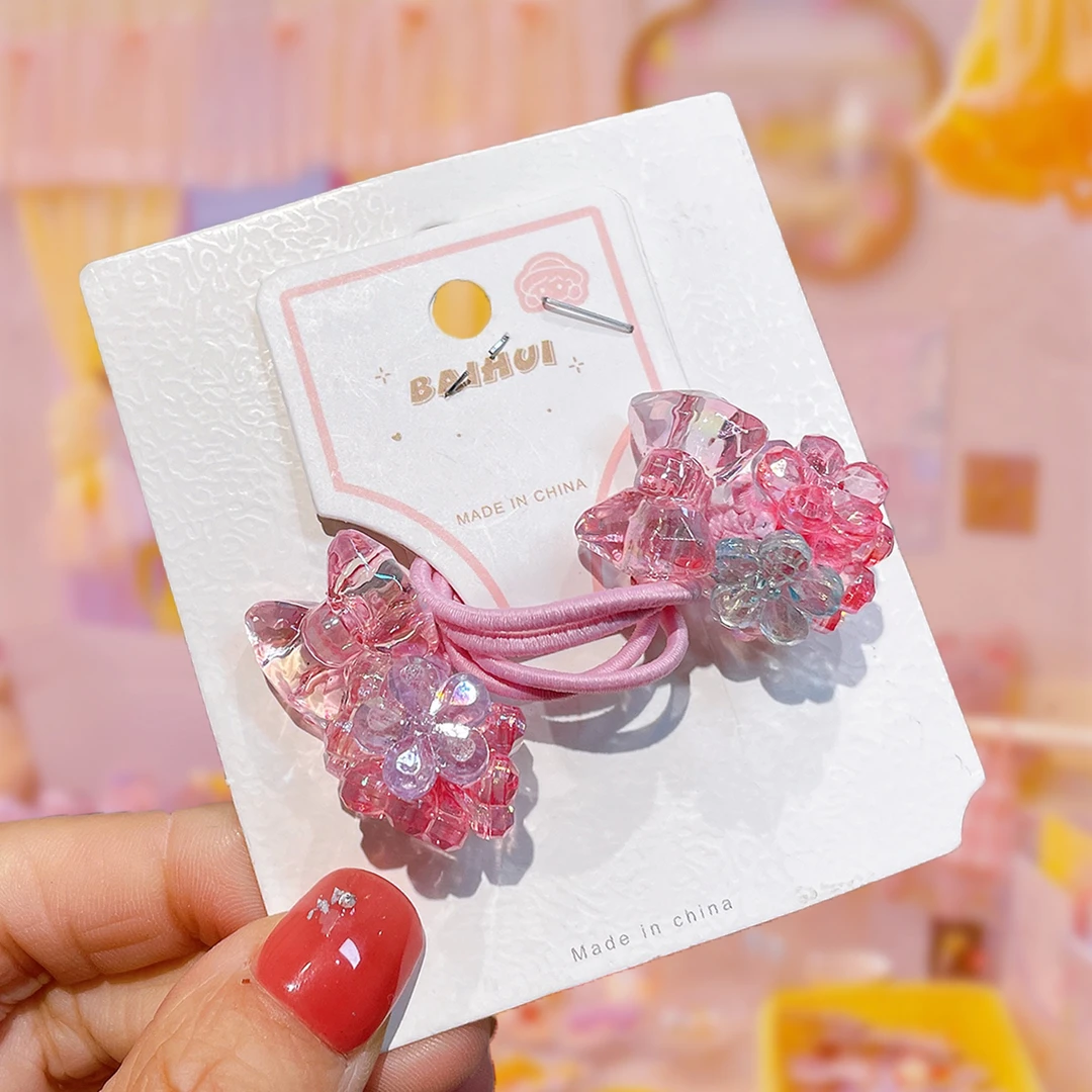 A-0163   bh 1对粉色绣球绕绕 发圈