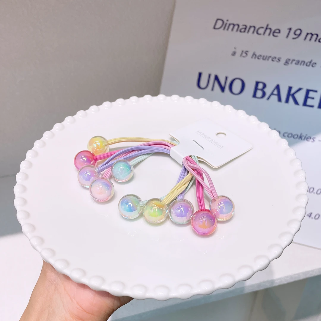A-2103   qnm 5个彩色豆豆绕绕 发圈