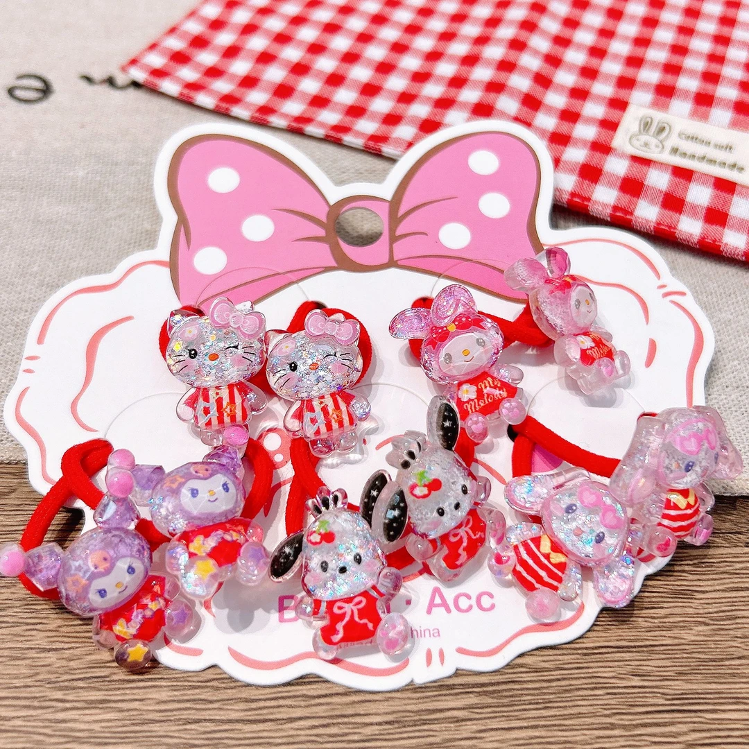 A-5784  bh 混色发5对红色卡通玩偶全身蝴蝶结头绳        发圈