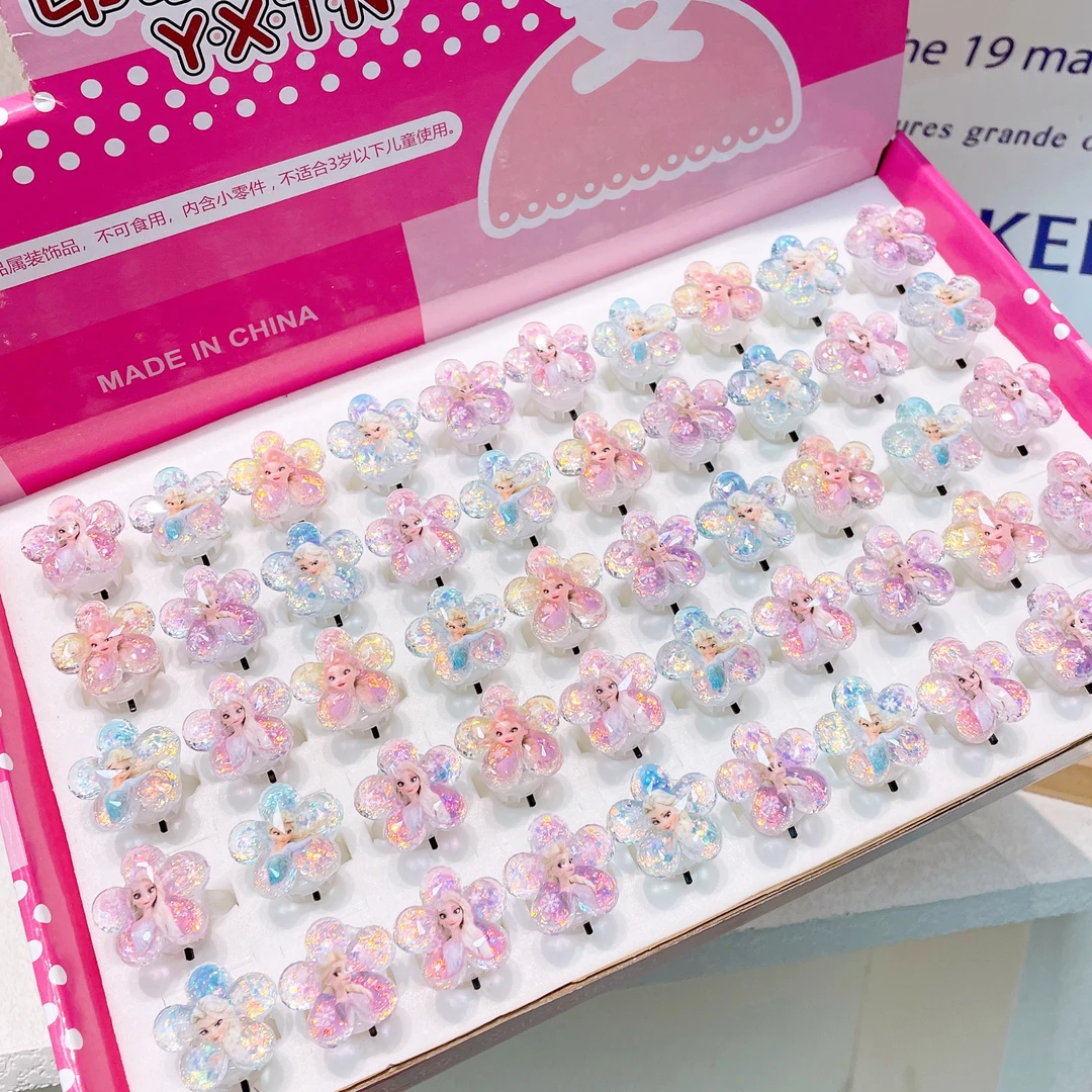 A-5855  TN  带灯公主花花儿童百搭不伤手带开口戒指    发圈