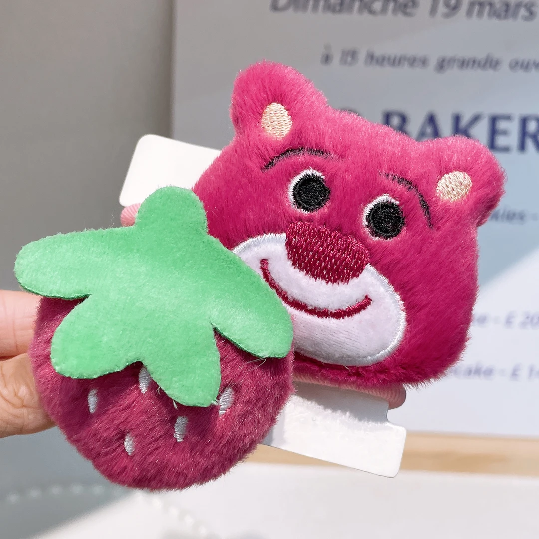 A-5117  d 1对ab款毛绒玩偶草莓熊高弹力不伤发头绳     发圈