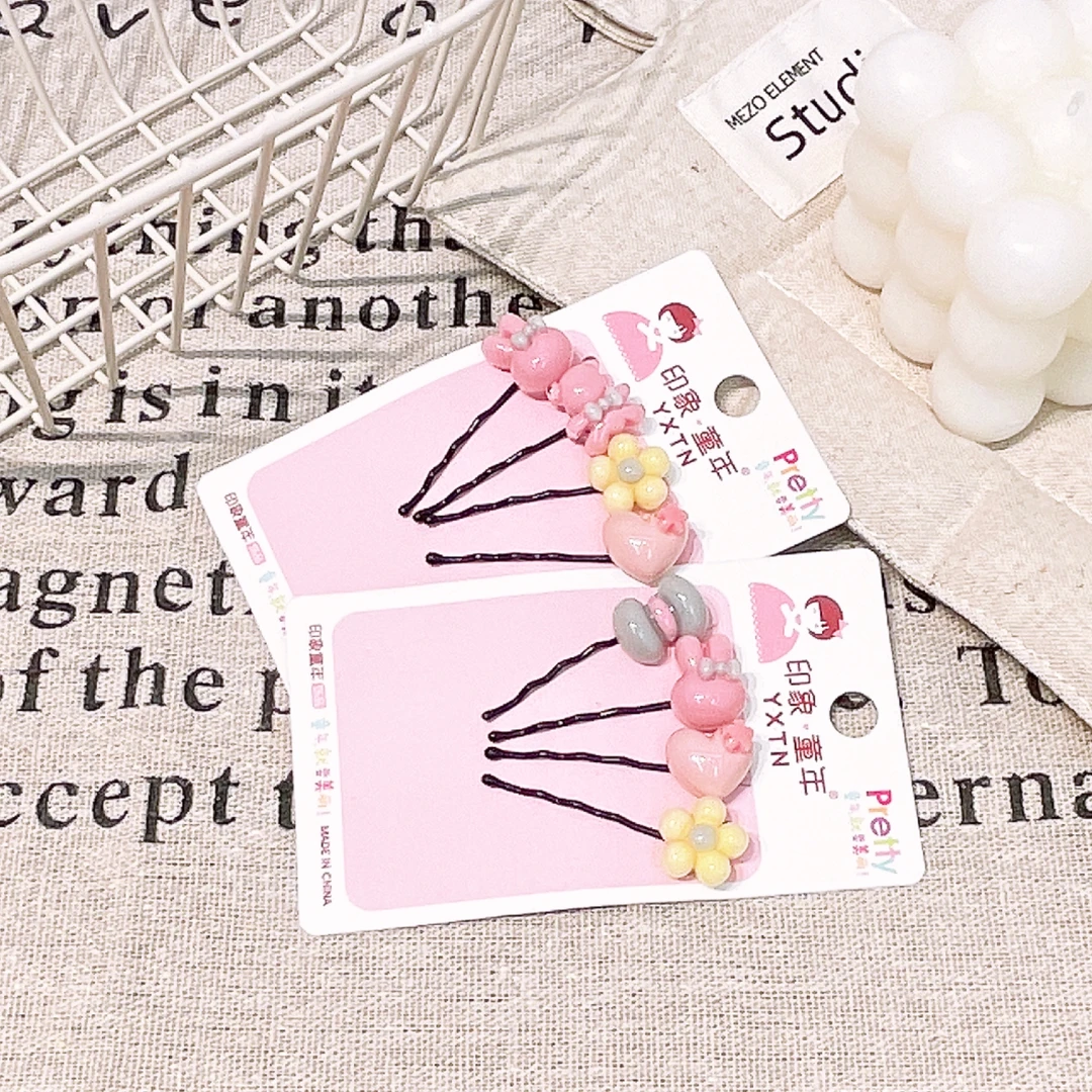 A-5755 tn  混色发1卡4个爱心米奇百搭额前刘海碎发一字夹   发圈