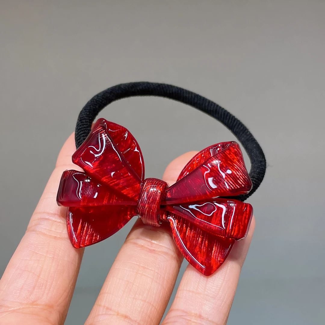 A-4402 sy 醋酸红色蝴蝶结头绳 发圈