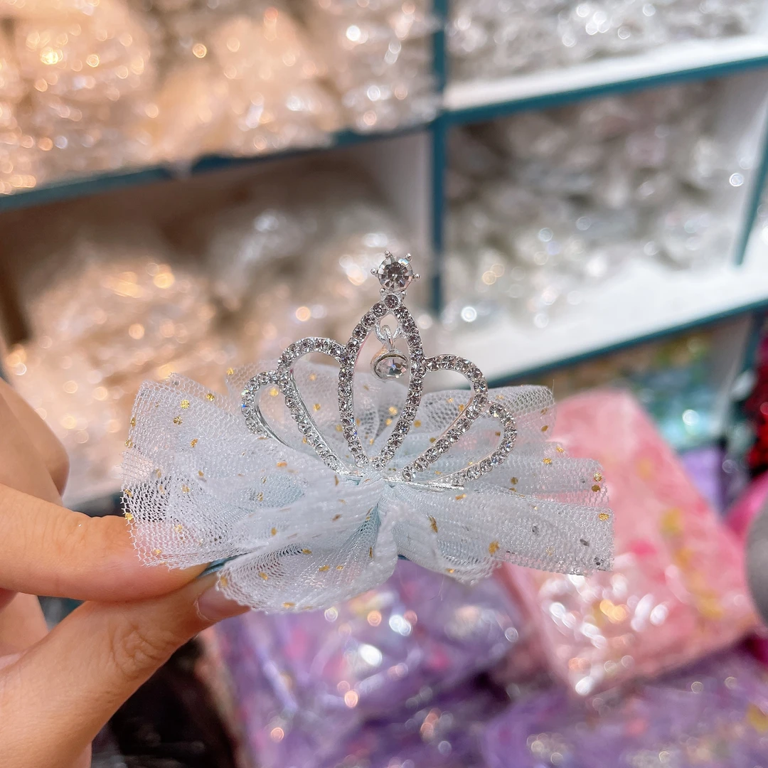 YS-3845 QC 1个蓝色皇冠顶夹儿童发饰