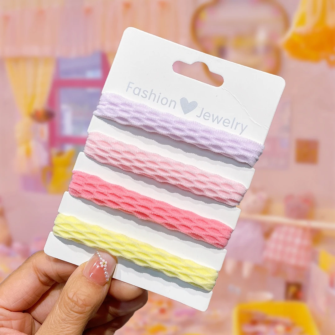 A-0698  4根素色皮筋不伤发       发圈