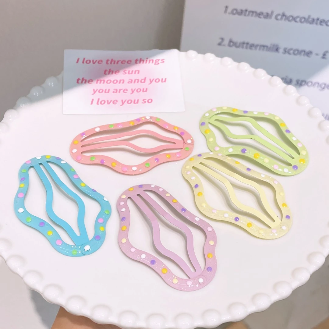 A-3183 yd 混色发5个波点云朵掰掰夹     发圈