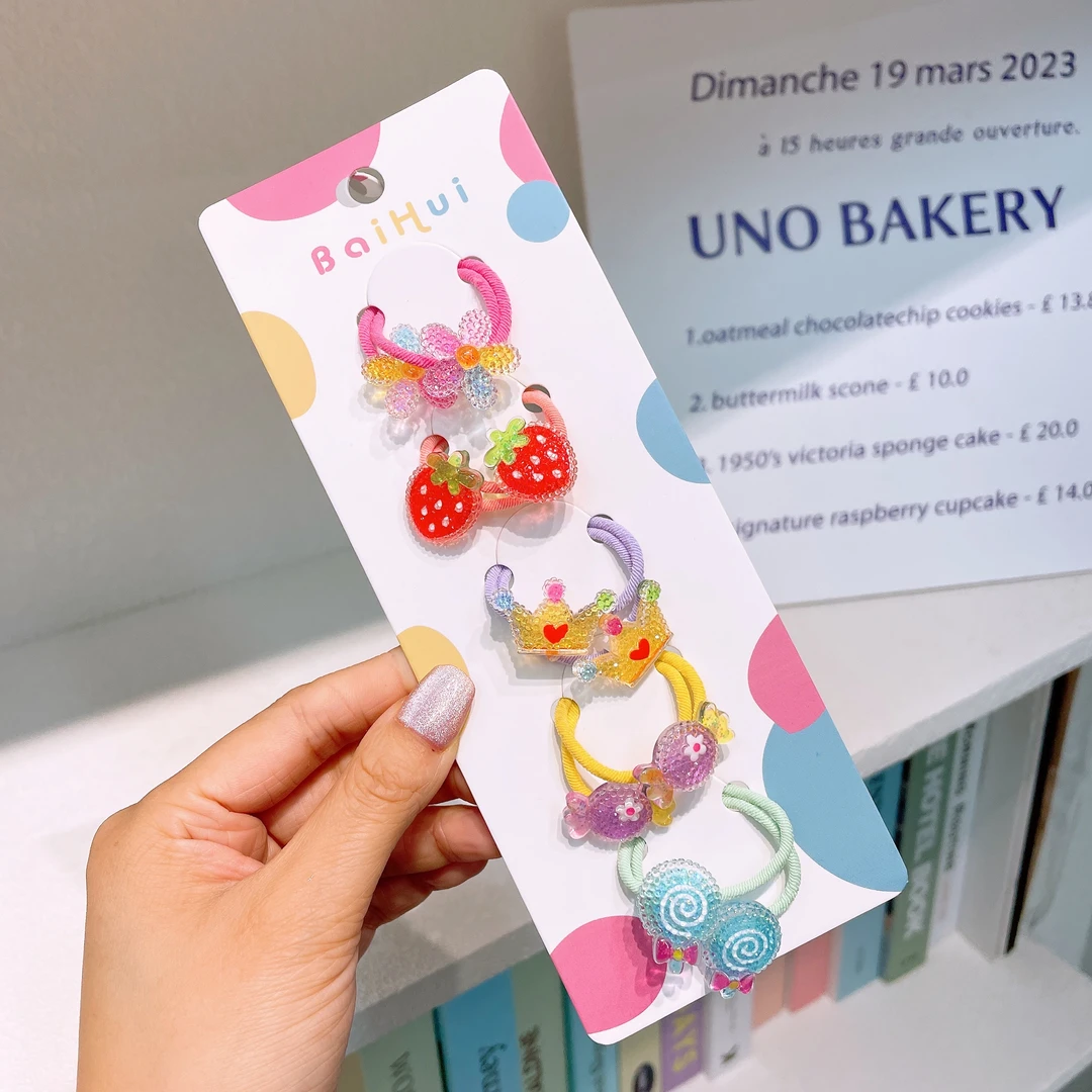 A-1687 bh  混色发5对砂糖花花草莓头绳    发圈