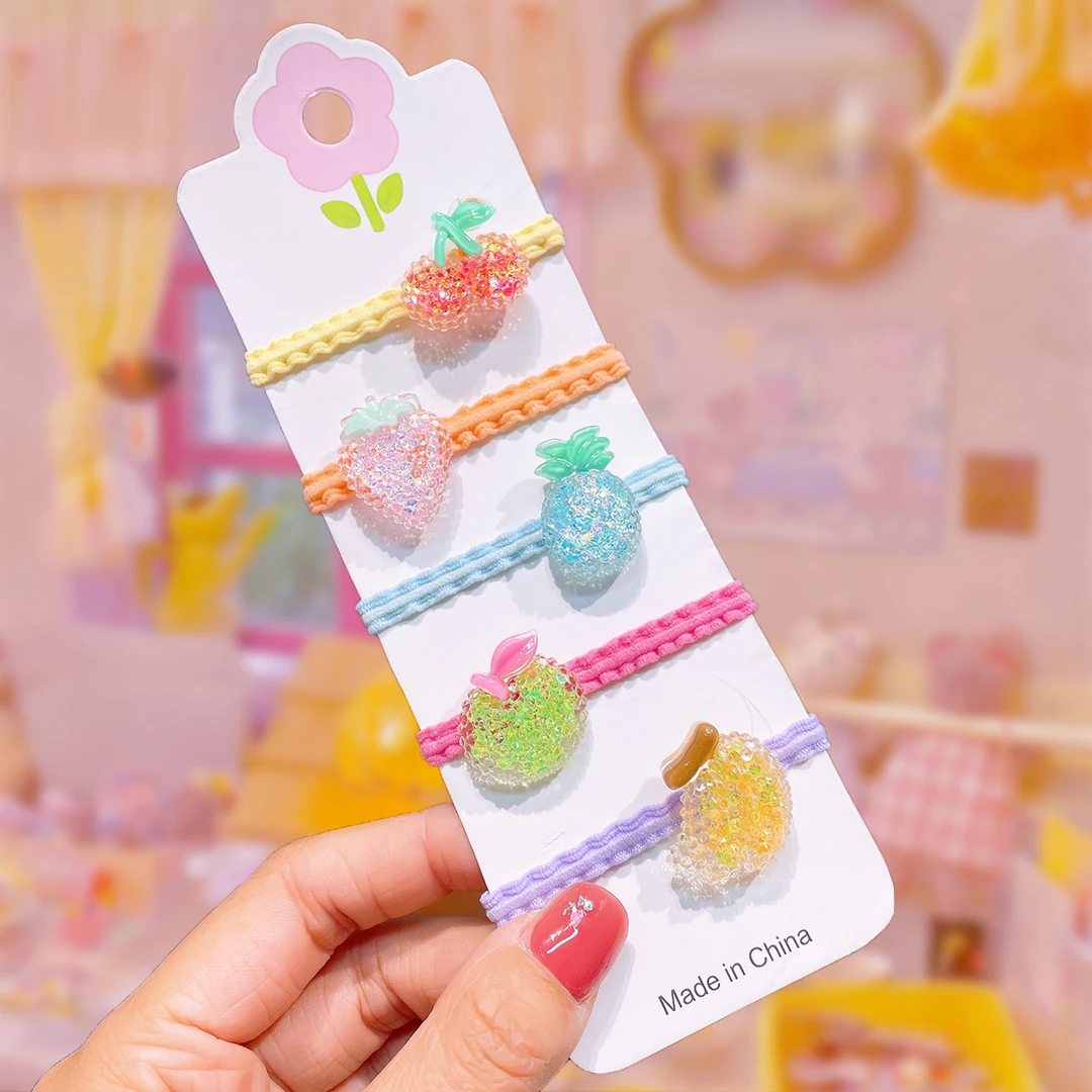 YS-9732 BH 1包5个砂糖亮片水果花边皮筋    发圈