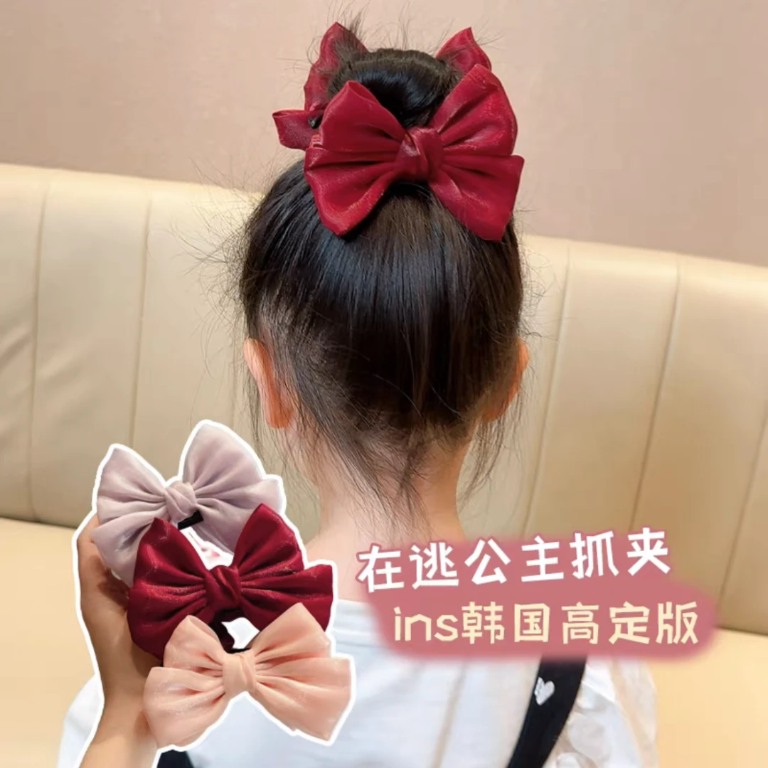 YS-4528  1个红色丸子头蝴蝶结丸子抓夹   儿童发饰