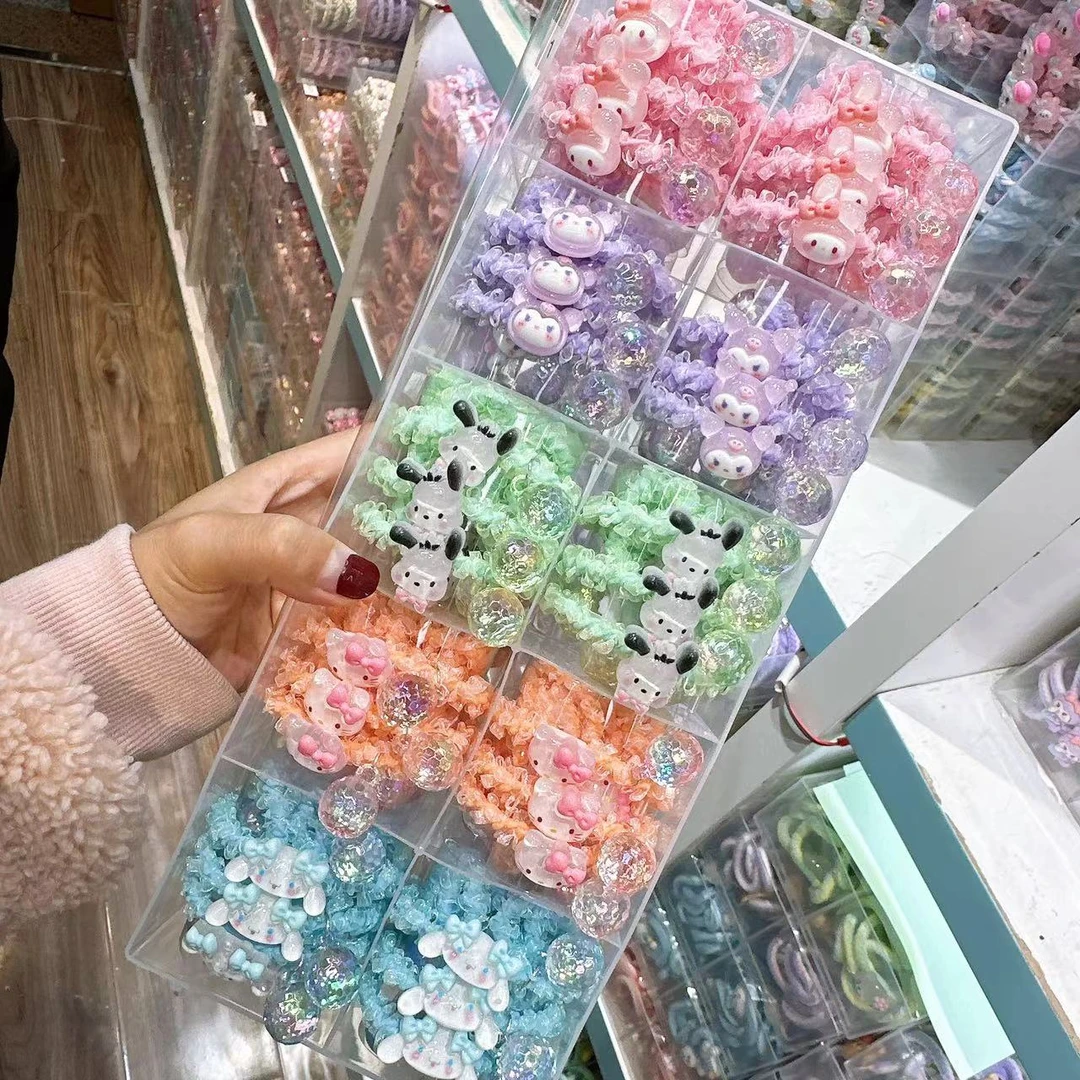 A-0409  d 混色发5个卡通玩偶冰透珠发绳   发圈
