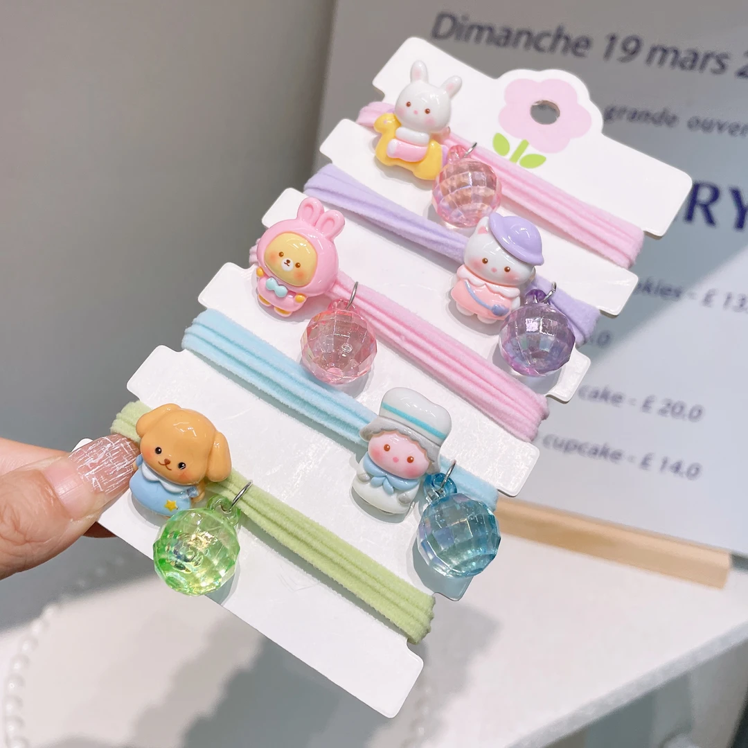 A-5405  d 5个卡通森贝儿头绳无缝圈儿童高马尾皮筋发圈