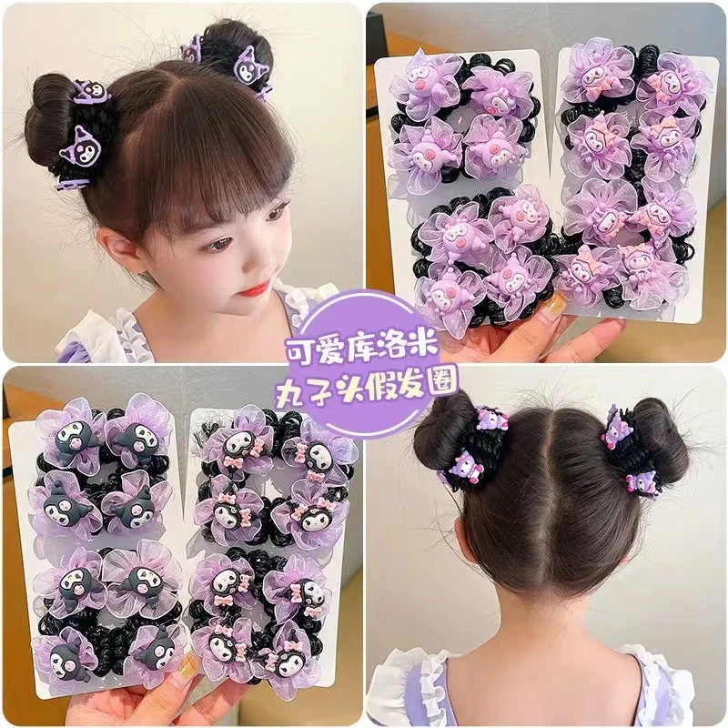 A-4017 可爱紫库丸子头假发圈        发圈