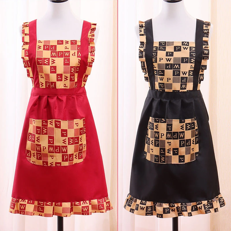 高档网红年轻围裙女厨房做饭围腰防水防油耐脏双层成人工作服