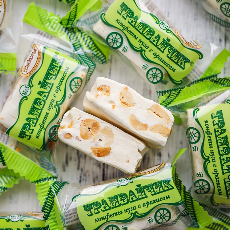 俄罗斯进口糖果阿孔特牌牛轧糖酥脆香醇500g
