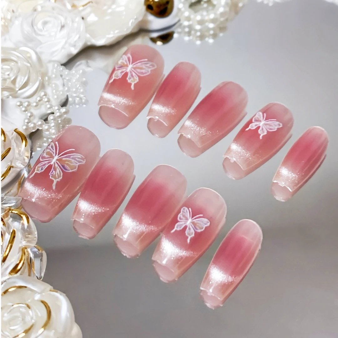 上手显嫩绝美 | 法式水光小蝴蝶腮红穿戴甲