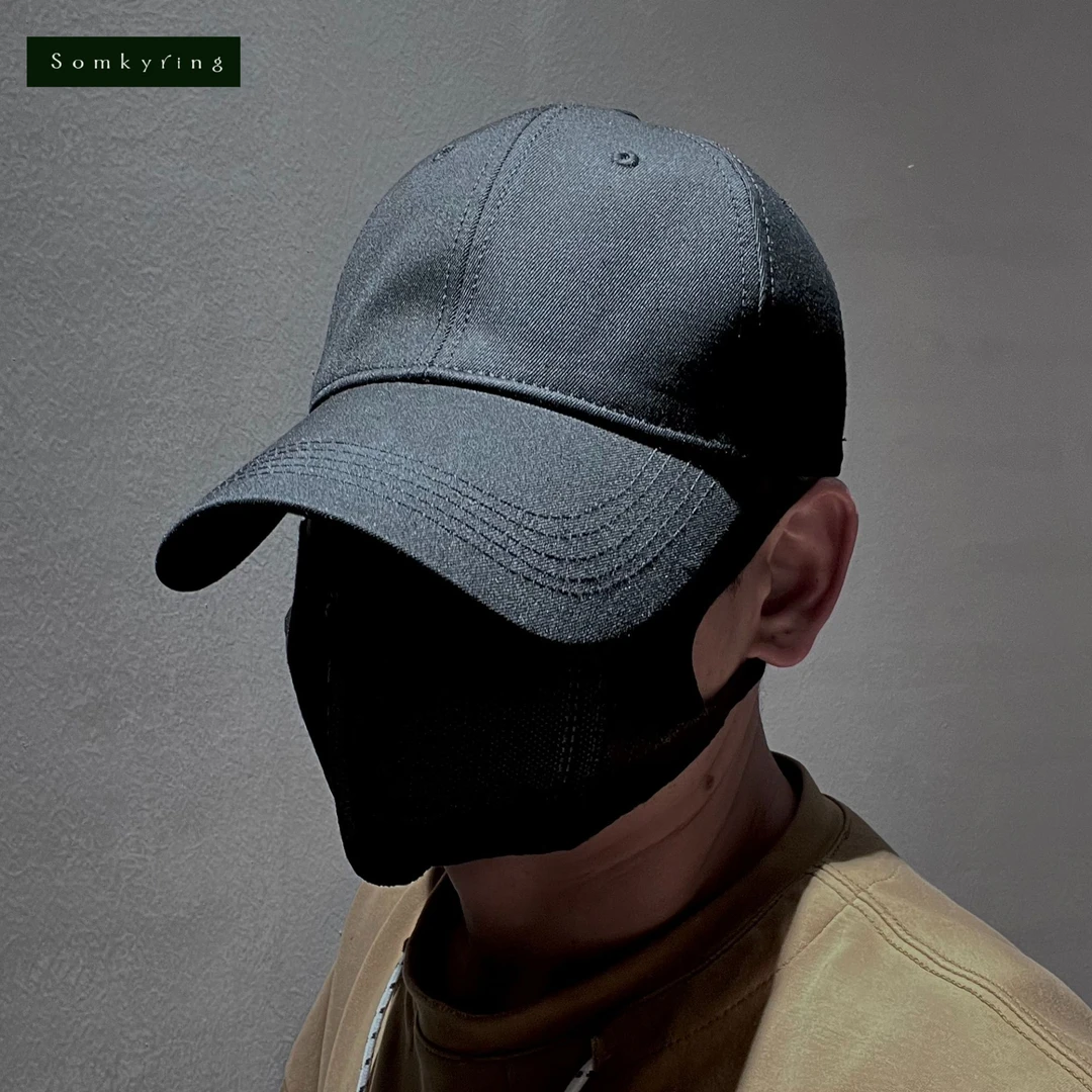 Somkyring可调节街潮嘻哈100棉ins棒球帽大头鸭舌帽8cm长檐帽S001