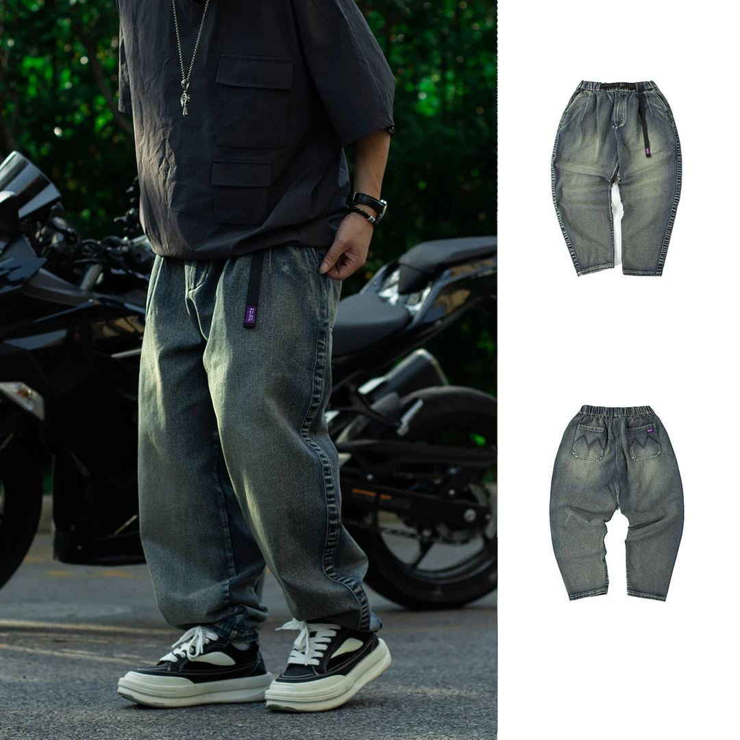 【重磅13盎司锥形牛仔裤】高街潮竹节棉涍洗百搭休闲三角档垮牛5399