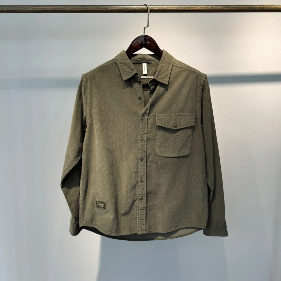 100棉！灯芯绒面料！简约休闲舒适宽松男士长袖衬衫秋寸衫Y3R0904