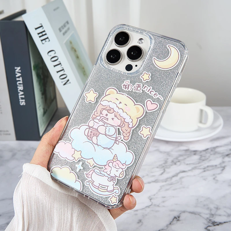 少女全包ins卡通小清新手机壳适用于iPhone 15Promax苹果14保护套