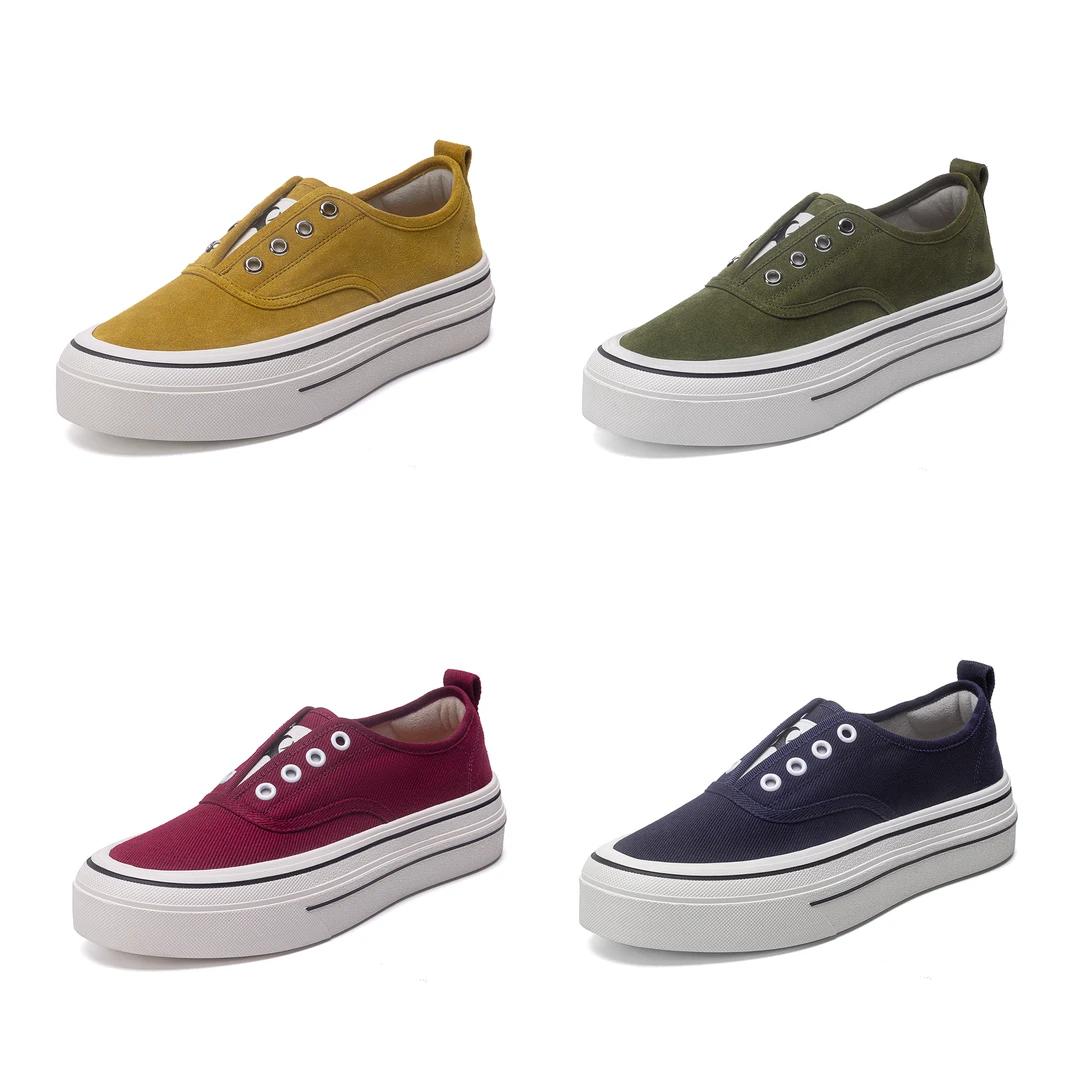 2024新款香奶奶手工鞋 百搭厚底低帮一脚蹬帆布鞋休闲运动鞋