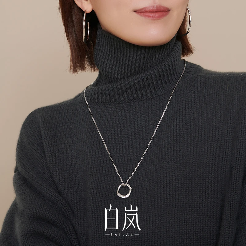 吊坠925银 白岚首饰女毛衣链简约个性百搭时尚设计感项链XL2123