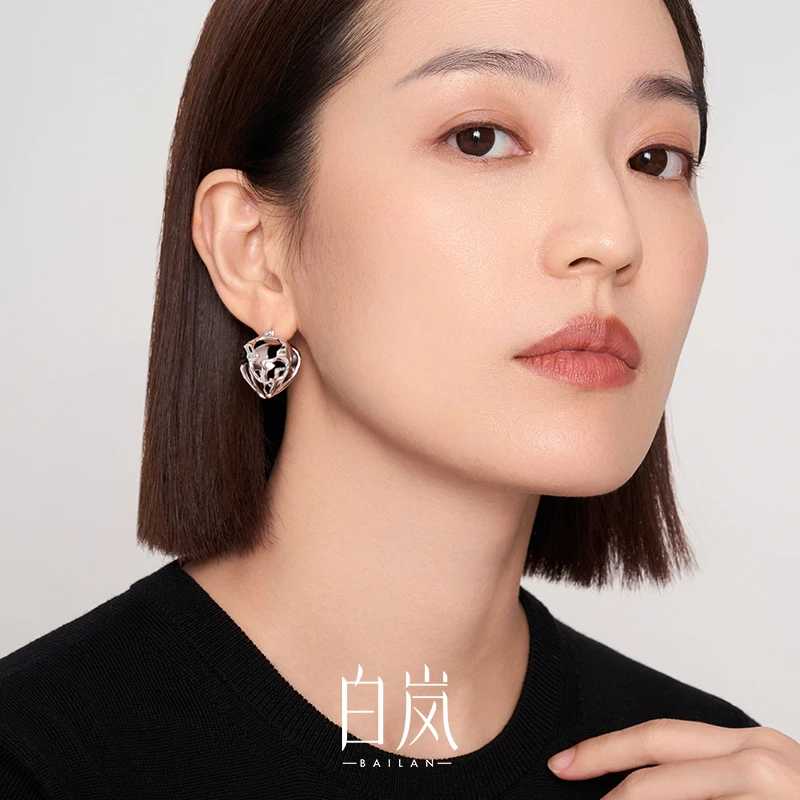 925银耳饰 白岚水形耳环女小众设计耳饰2025新款ED4014