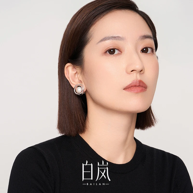 白岚绕圈珍珠耳夹女气质轻奢时尚耳饰2025年新款ED4006