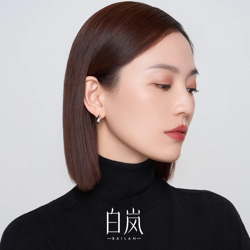 925银耳饰 白岚新芽耳钉女2025新款简约百搭设计感小众耳环ED4197