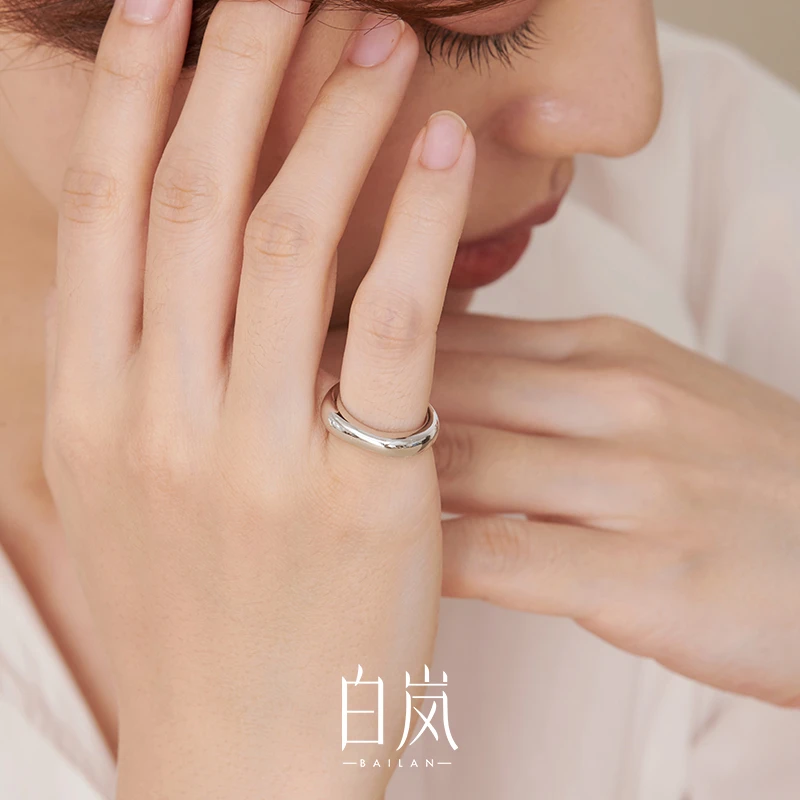 925银戒指 白岚圆环戒指食指女小众设计感轻奢素款尾戒小众QL0734