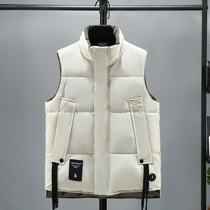 立领马甲男青年秋冬季加厚保暖羽绒棉背心 学生ins马夹潮流棉坎肩