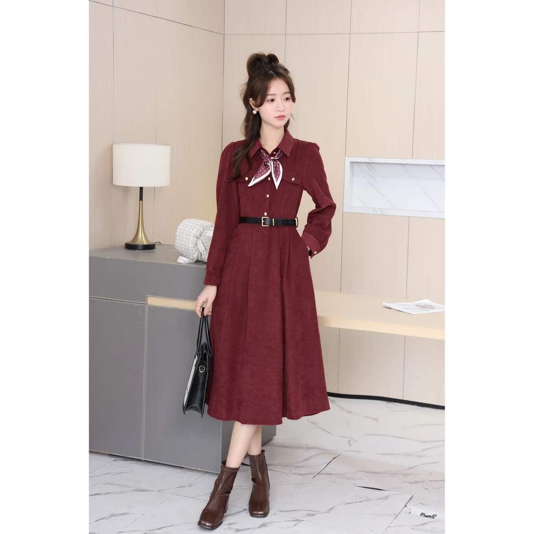 ASY/2024秋季新款莫奈花园高级感【小个子】赫本风长款连衣裙