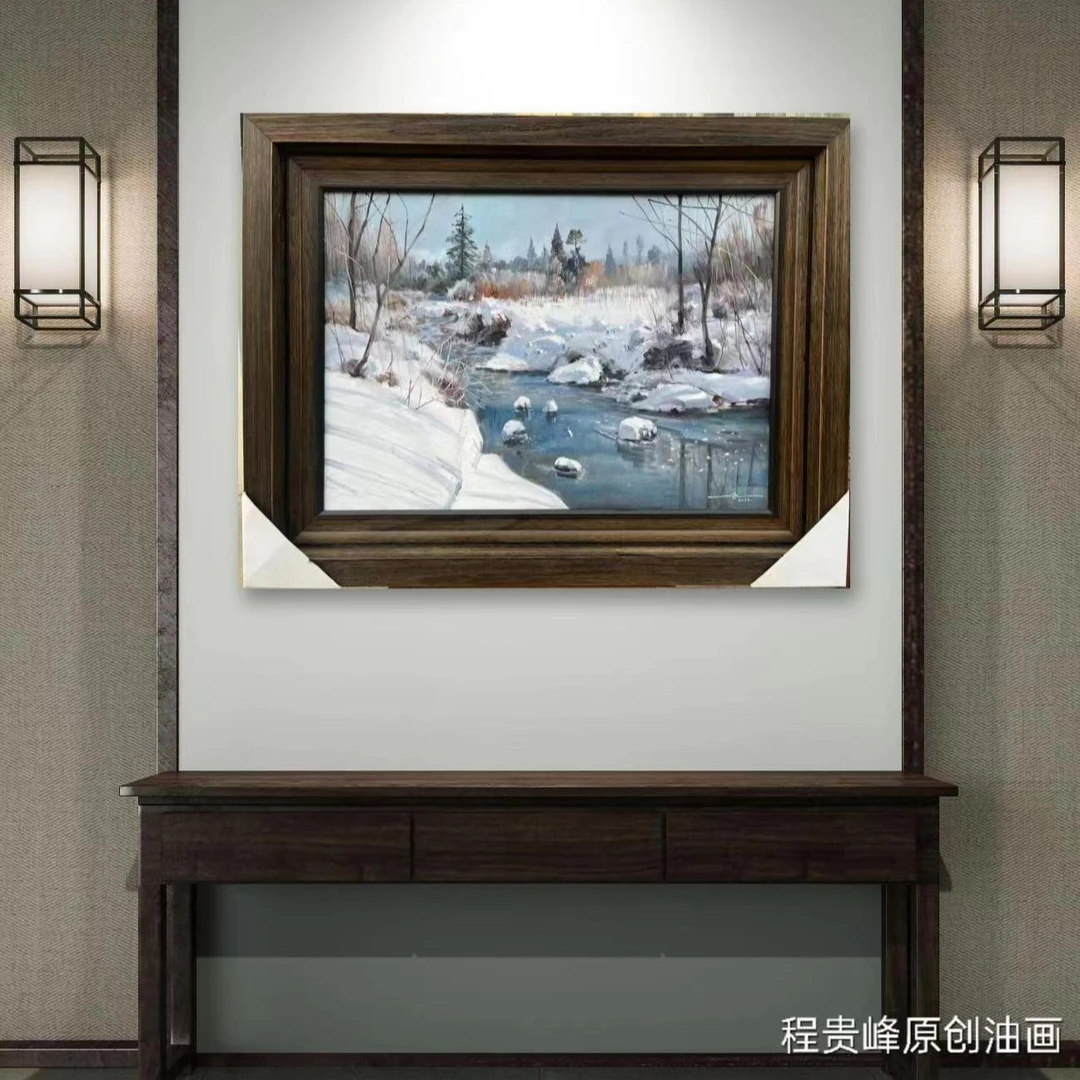 程贵峰原创油画-风景写意手绘简美写生平面油彩外尺寸70cm乘90cm