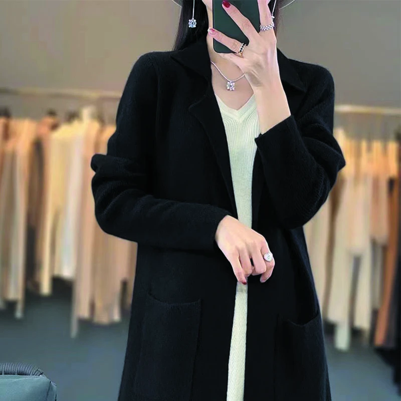 2024冬新款中长款开衫女韩版宽松长外套FT0202