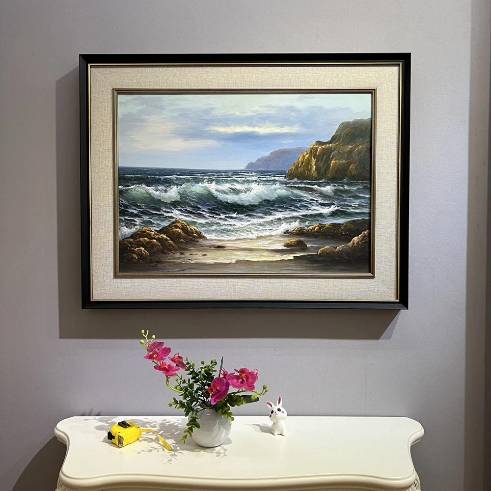 纯手绘风景油画现代客厅卧室餐厅装饰画酒店办公室海景壁画