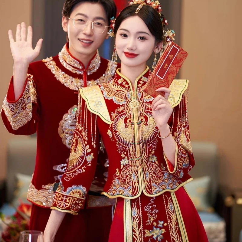 秀禾服新娘2024新款结婚礼服小个子敬酒服中式嫁衣龙凤褂秀禾服夏