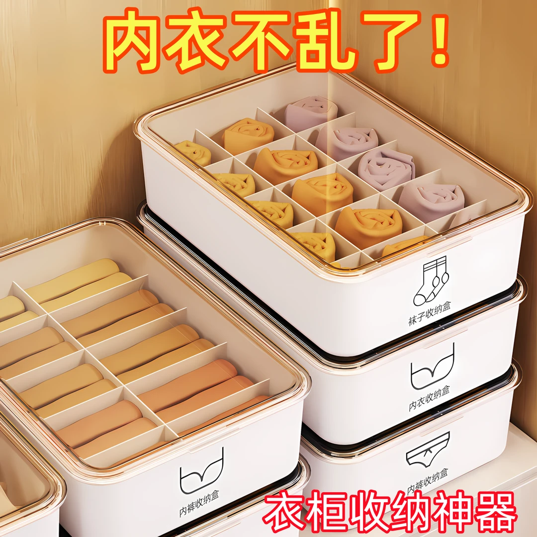 内衣收纳盒三合一家用收纳神器宿舍整理箱贴身衣物内裤袜子分格盒