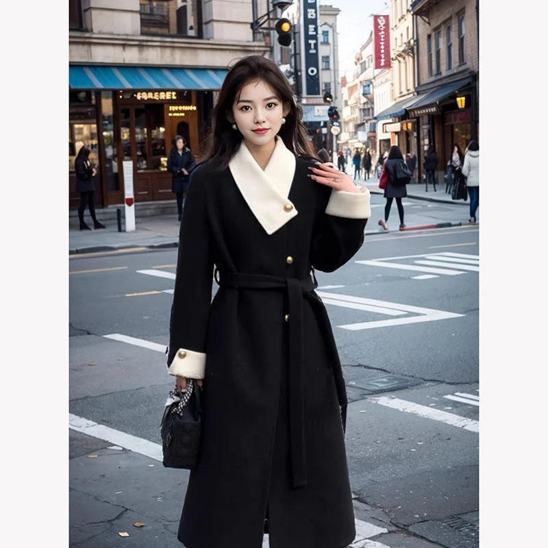 中国风内胆羽绒服女冬季爆款赫本风气质高级感时尚中长款呢子大衣