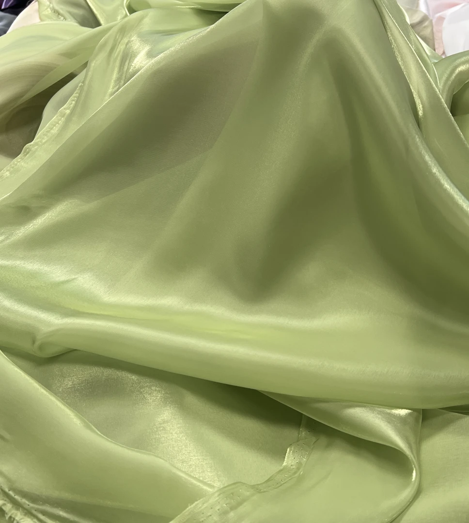 牛角果色欧根纱面料 珠光衬衫LO裙汉服布料（裁剪后不支持退换）