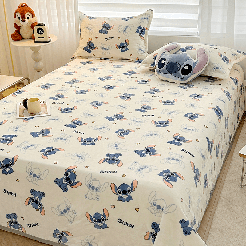 【小史迪仔】牛奶绒单层毛毯保暖防静电卡通加厚防滑床单双面绒盖被