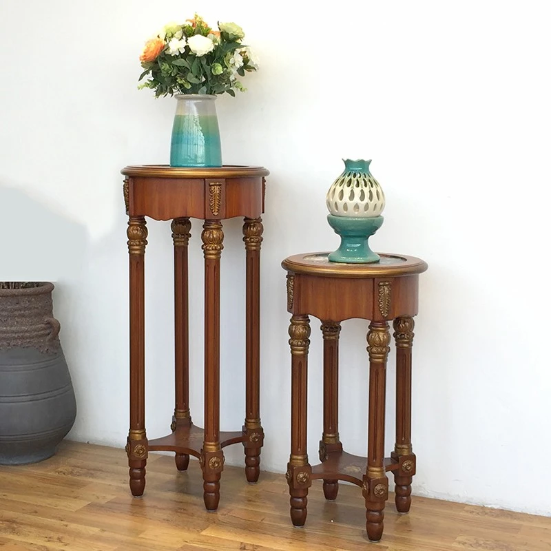 欧式美式沙发边几角几复古高脚花几灯几仿古彩绘家具电话几桌2162