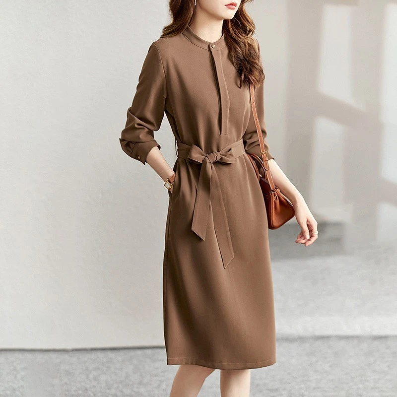 dhini连衣裙子女士春秋冬季2023年新款气质收腰爆款时尚打底A字