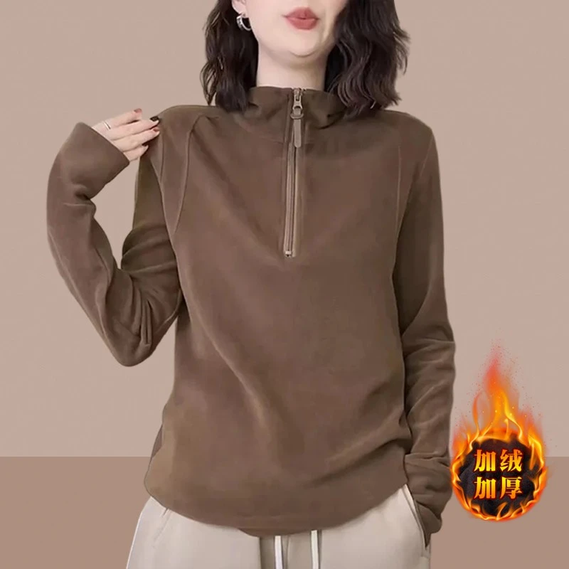 dhini2023秋冬新款女士卫衣加绒加厚爆款显瘦小个子洋气减龄上衣