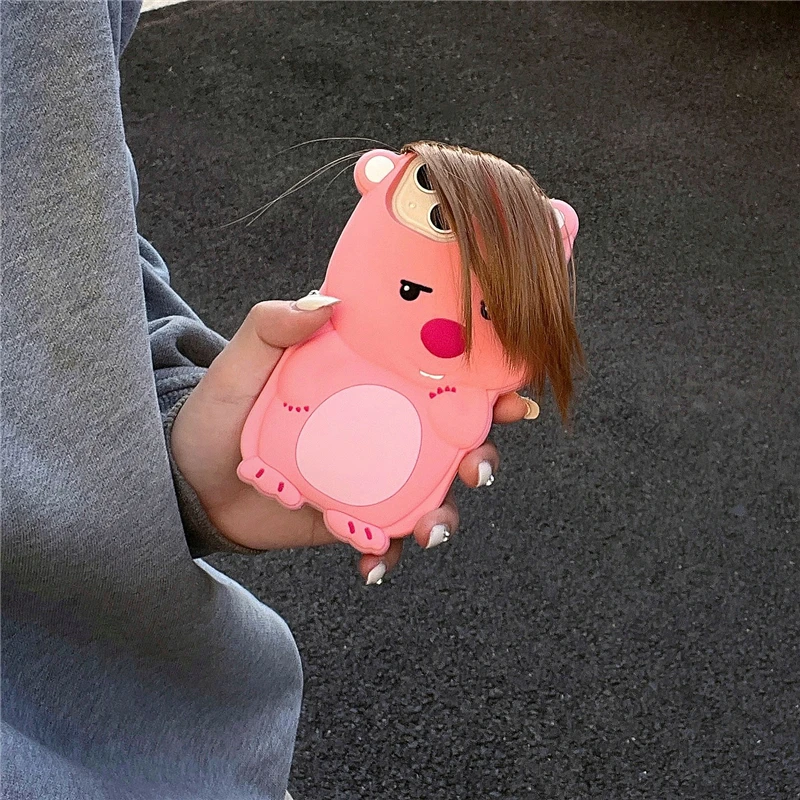 个性杀马特卡通刘海露比海狸苹果15可爱创意防摔手机壳网红同款