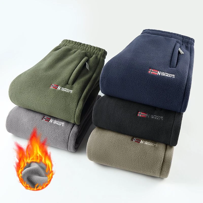 加绒加厚裤冬季摇粒绒裤子男士秋冬抓绒卫裤男款运动裤男裤中老年