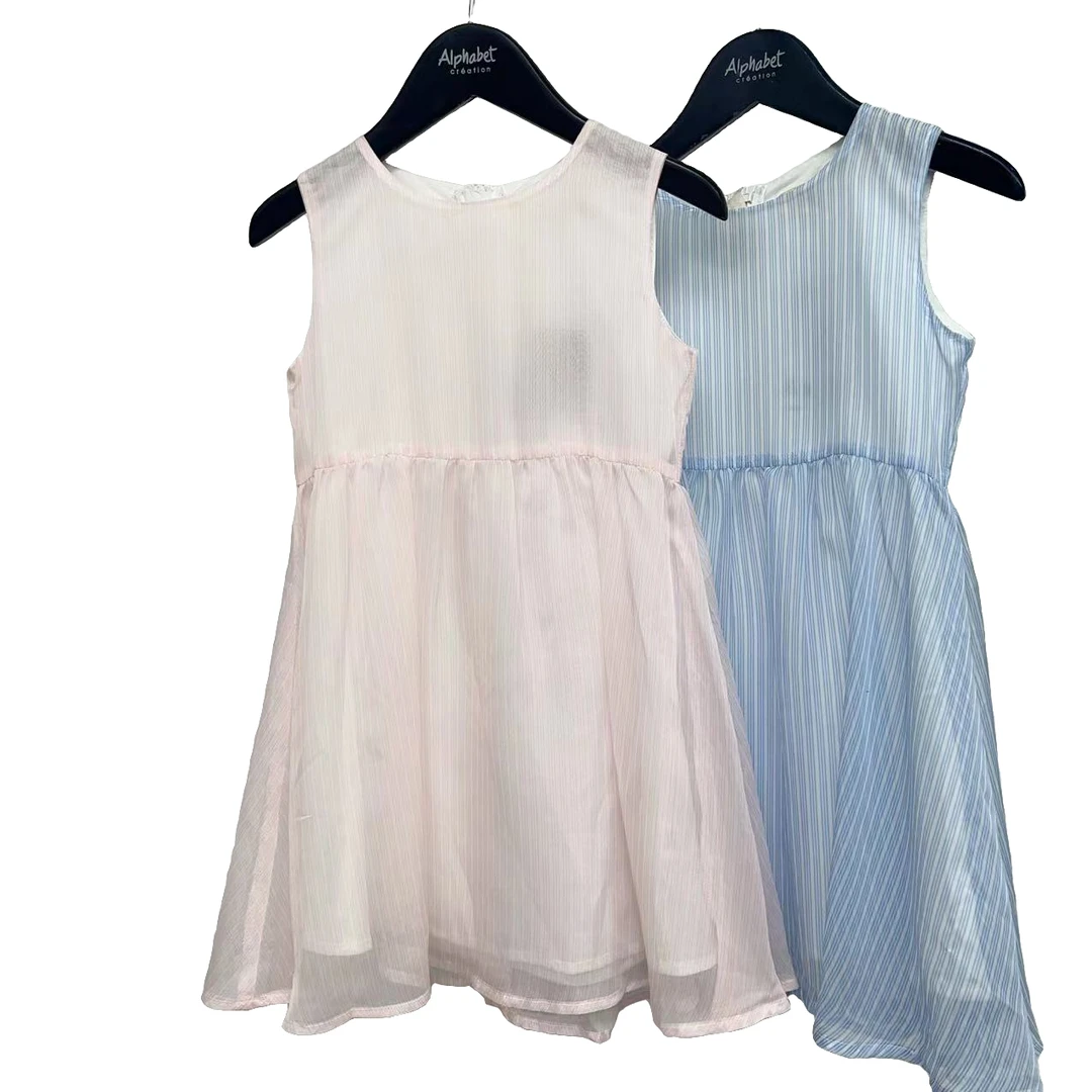 6079女童连衣裙两色可选纱纱裙无袖针织款女宝连衣裙夏季新款