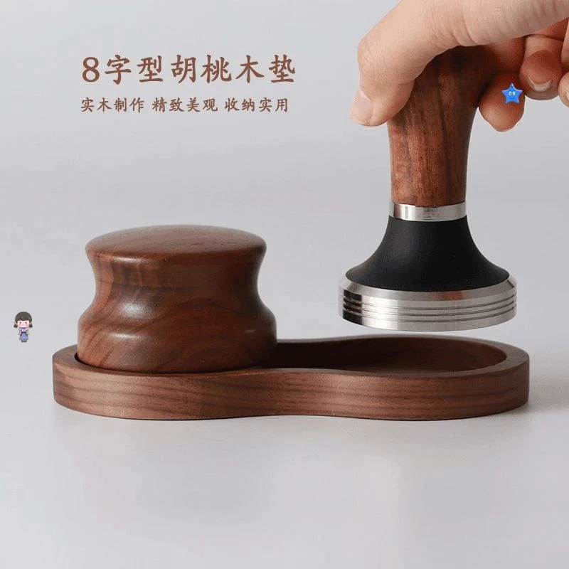 胡桃木圆形底座51mm压粉锤收纳架58mm布粉器套装器具实木底座