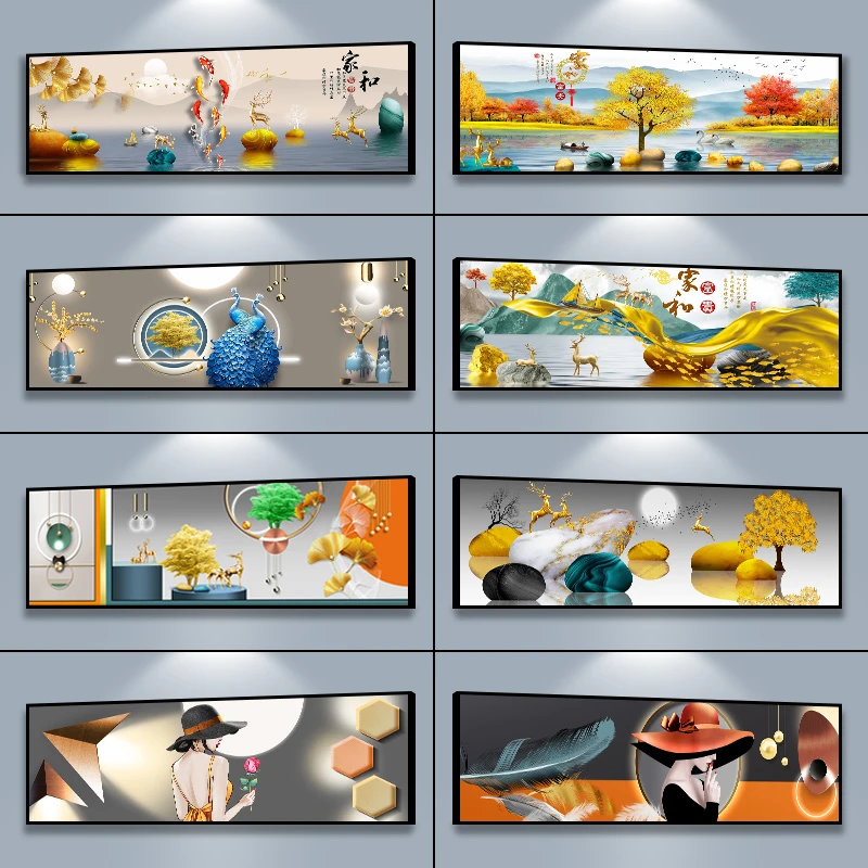 轻奢现代温馨主卧自粘壁画抽象装饰画万事兴图案防水环保背胶定制