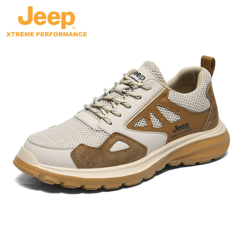 JEEP/吉普春季男士户外网面休闲鞋舒适透气跑步鞋时尚潮流徒步鞋
